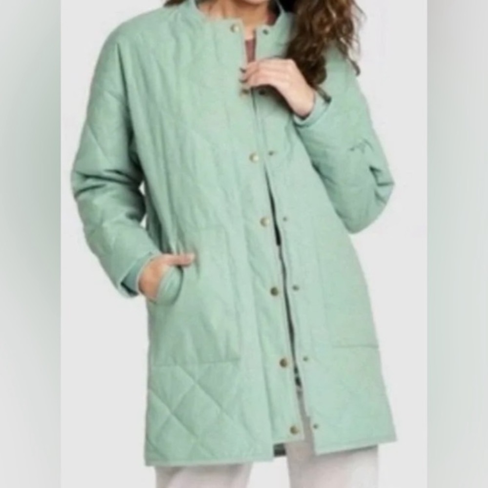 NWTUniversal Thread Quilted Mint Green Long Jacket, Size XXL classic puffer